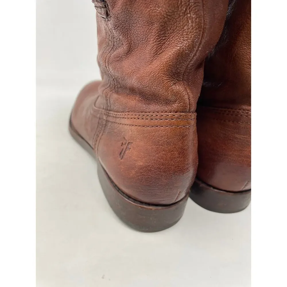 Frye Anna Shortie Ankle Western Rustic Short Fall Boots Cognac Brown womens 8